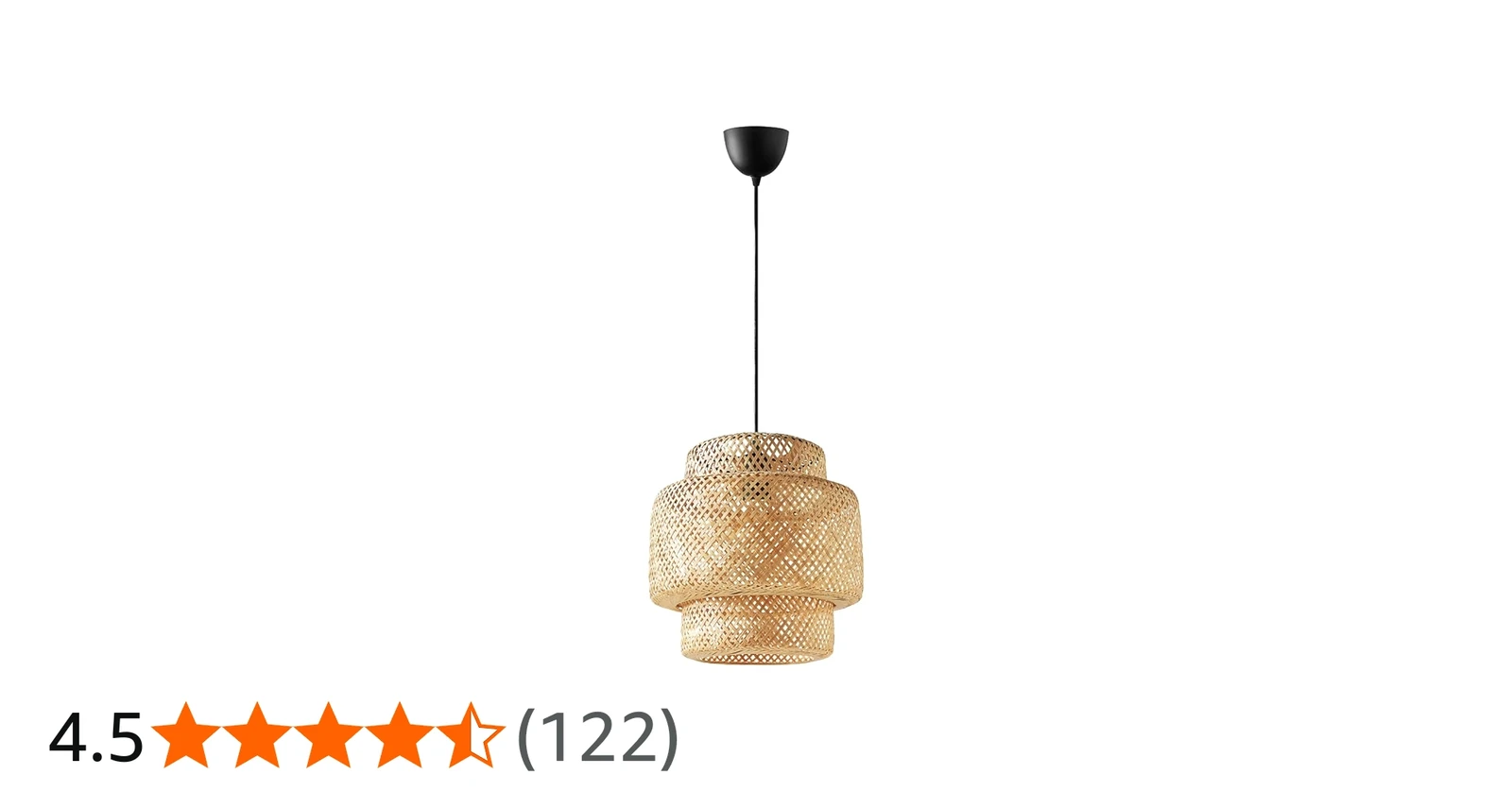 Đèn trần trang trí IKEA SINNERLIG, thiết kế đan tinh tế, màu nâu tự nhiên, dây treo đen