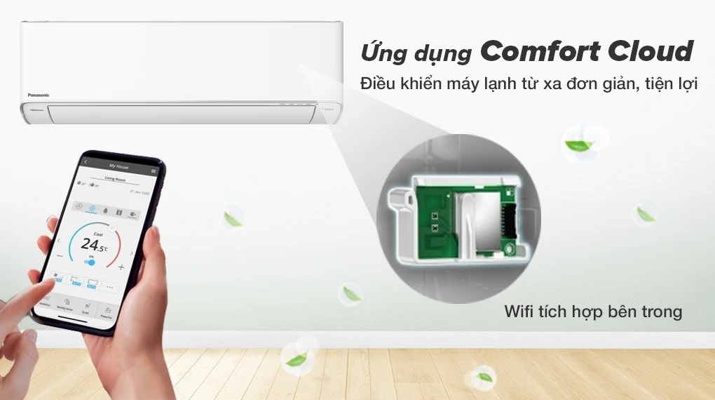 Máy lạnh Panasonic CU/CS-XU12UKH-8 với tính năng điều khiển từ xa qua ứng dụng Comfort Cloud và Wi-Fi tích hợp