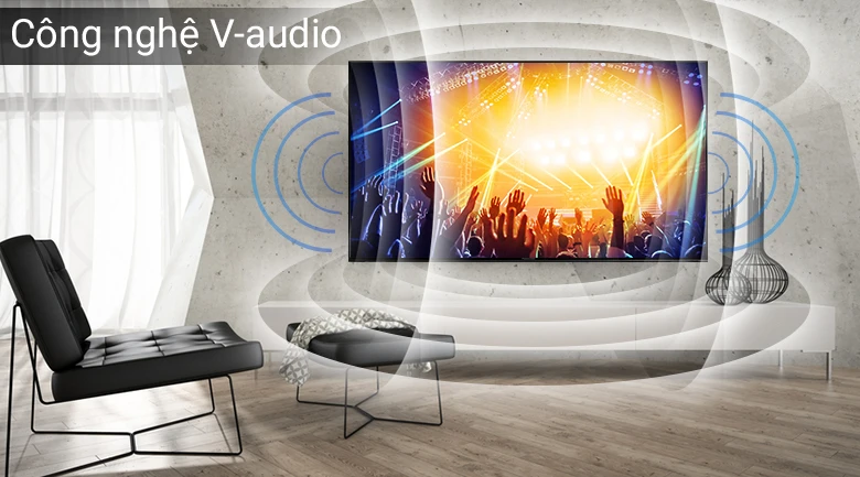 TV Panasonic TH-50HX700V với công nghệ V-audio, hiển thị hình ảnh sân khấu âm nhạc rực rỡ trong phòng khách sang trọng