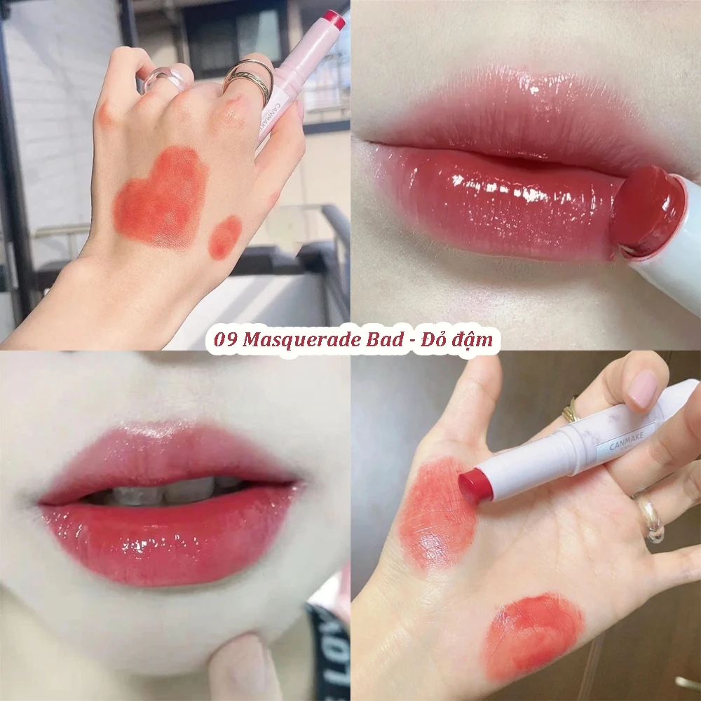 Son dưỡng ẩm Canmake Creamy Touch Lip Cream màu đỏ đậm 09 Masquerade Bad, lên màu chuẩn, dưỡng môi mềm mượt