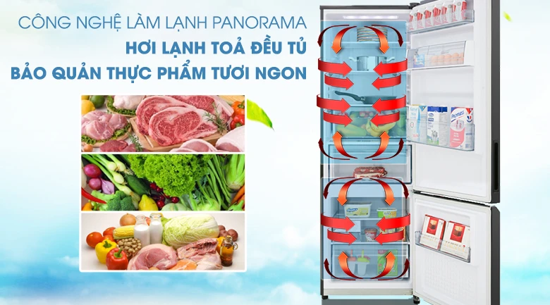 Tủ lạnh Panasonic Inverter 322L NR-BL322WKVN với công nghệ làm lạnh Panorama, giữ thực phẩm tươi ngon