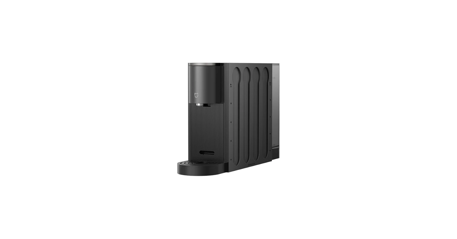 Máy pha cà phê Xiaomi Mijia Coffee Machine S1 màu đen, thiết kế đứng, bề mặt nhám, có khe lấy cà phê ở phía dưới
